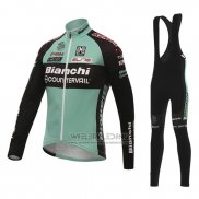 2016 Fietskleding Bianchi Mtb Zwart en Groen Lange Mouwen en Koersbroek