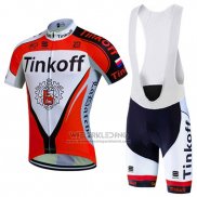 2016 Fietskleding Tinkoff Rood en Wit Korte Mouwen en Koersbroek