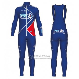 2017 Fietskleding FDJ Blauw Lange Mouwen en Koersbroek