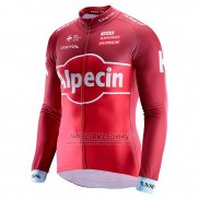 2017 Fietskleding Katusha Alpecin Rood Lange Mouwen en Koersbroek