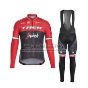 2017 Fietskleding Trek Segafredo Zwart en Rood Lange Mouwen en Koersbroek