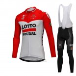 2018 Fietskleding Lotto Soudal Wit en Rood Lange Mouwen en Koersbroek