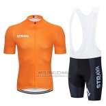 2019 Fietskleding STRAVA Oranje Wit Korte Mouwen en Koersbroek