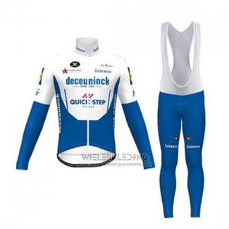 2020 Fietskleding Deceuninck Quick Step Wit Blauw Lange Mouwen en Koersbroek