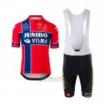 2020 Fietskleding Jumbo Visma Rood Blauw Korte Mouwen en Koersbroek