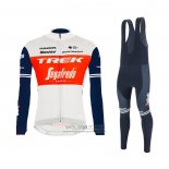 2021 Fietskleding Trek Segafredo Wit Diep Blauw Lange Mouwen en Koersbroek